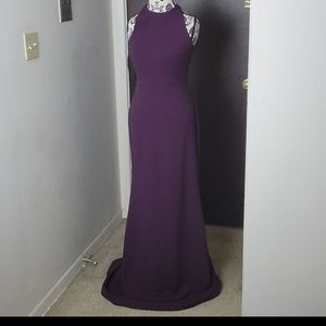BHLDN Sleeveless Halter Criss Cross Crepe Bridesmaid Maxi Dress Gown